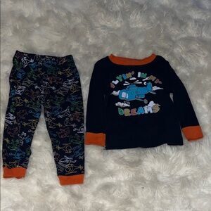 Kidgets Black and Orange Airplane Pajama Set